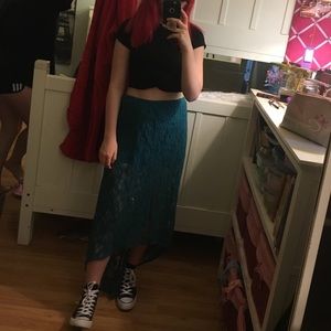 Element blue lace high low skirt